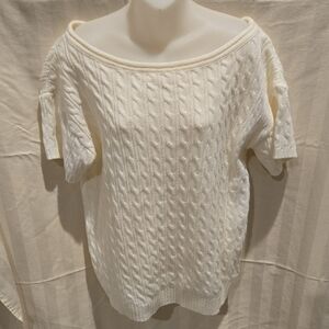 ANDREE BY UNIT Off-the-Shoulder Cable Knit Sweater - Cream